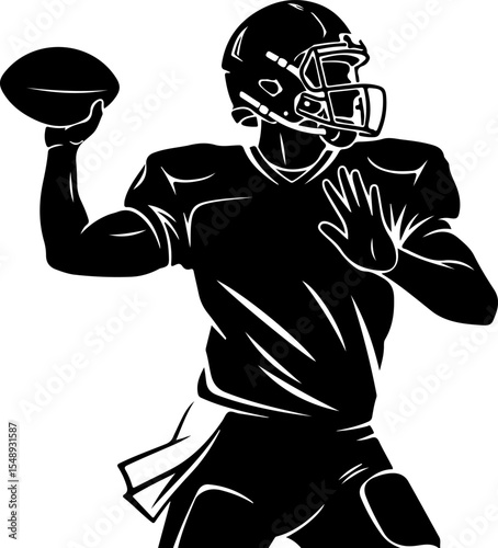 Silhouette of a Football Quarterback Throwing the Ball