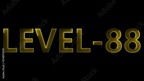 level 88 neon bright text font colorful 4k video animation. Neon level up sign and upper Level.