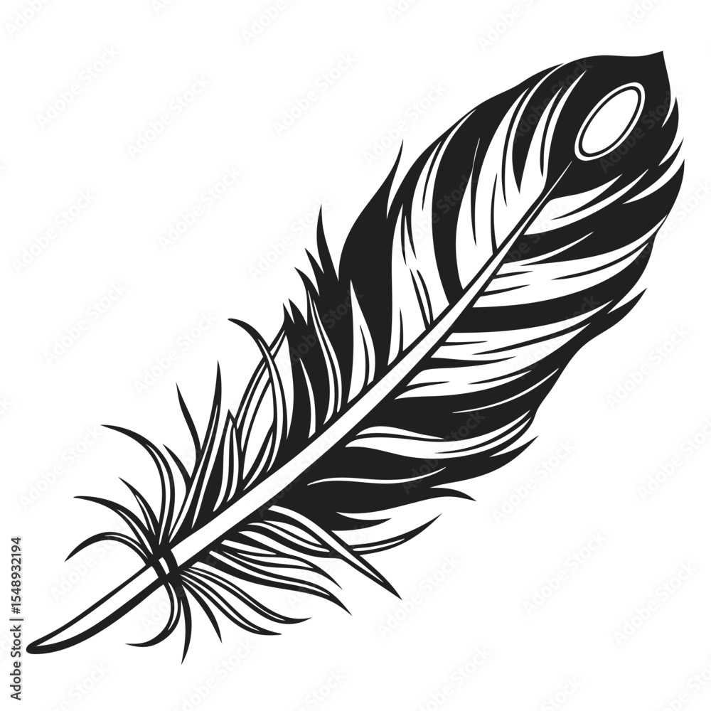 Obraz premium Elegant Bird Feather Silhouette Design - Isolated Vector Illustration