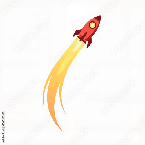 Rocket launching into space with fiery trail, adventure and exploration