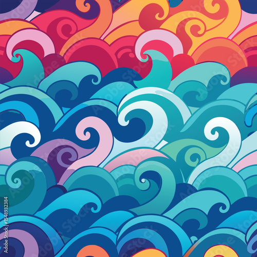seamless waves and curls backgrounds 