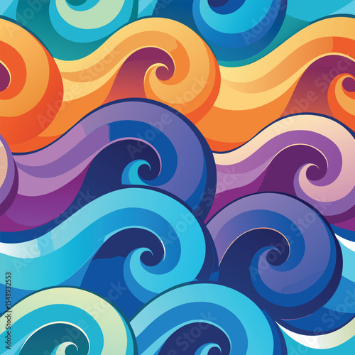 seamless waves and curls backgrounds 