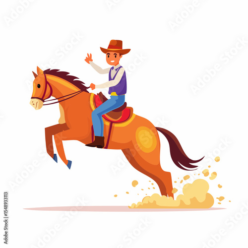 Classic saddle bronc scene capturing cowboy strength and timing, perfect for rodeo branding and gear.