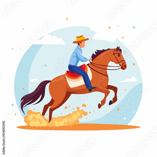 Classic saddle bronc scene capturing cowboy strength and timing, perfect for rodeo branding and gear.