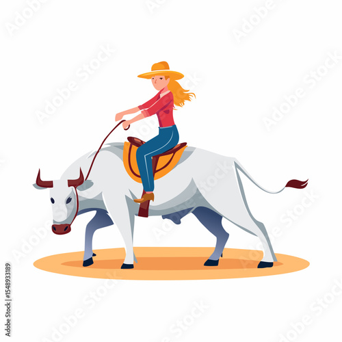 A dynamic bull rider mid-action, ideal for western event posters, apparel, and sport-themed art.