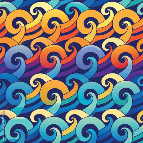 seamless waves and curls backgrounds 