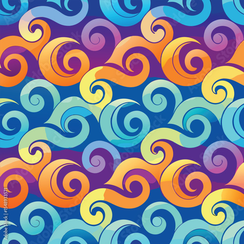 seamless waves and curls backgrounds 