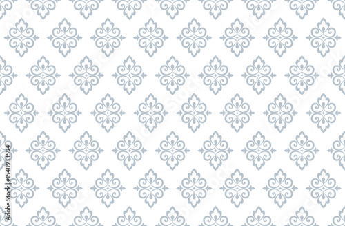 Flower geometric pattern. Seamless vector background. White and gray ornament. Ornament for fabric, wallpaper, packaging. Decorative print
