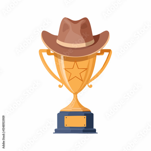 A fun rodeo trophy graphic showing victory with a cowboy flair, ideal for prize signs or events.