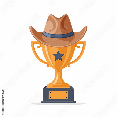 A fun rodeo trophy graphic showing victory with a cowboy flair, ideal for prize signs or events.