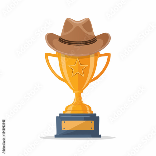 A fun rodeo trophy graphic showing victory with a cowboy flair, ideal for prize signs or events.