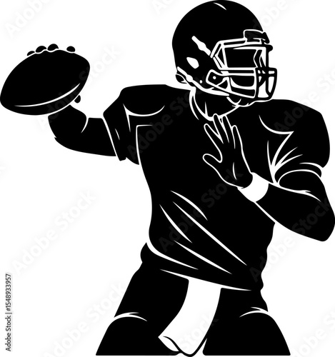 Silhouette of a Football Quarterback Throwing the Ball