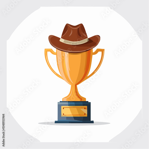 A fun rodeo trophy graphic showing victory with a cowboy flair, ideal for prize signs or events.