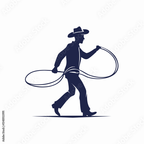 A solitary cowboy walking with rope, evoking grit and calm, perfect for western-themed merch and posters.