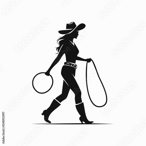 A solitary cowboy walking with rope, evoking grit and calm, perfect for western-themed merch and posters.