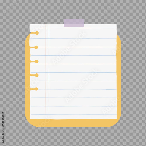 Lined Notebook Paper on Clipboard – Transparent Background Stationery Element


