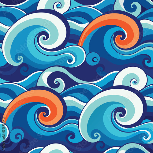 seamless waves and curls backgrounds 