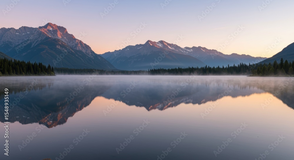 Fototapeta premium Serene Misty Lake at Dawn
