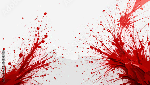 Abstract Red Ink Splashes on White Background
