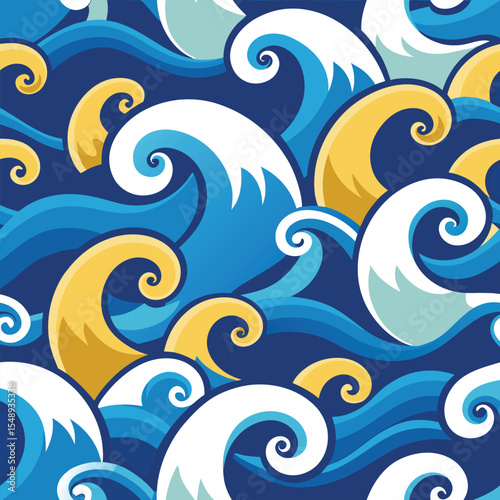 seamless waves and curls backgrounds 