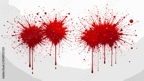 Abstract Red Splatter Paint Explosions with Drips