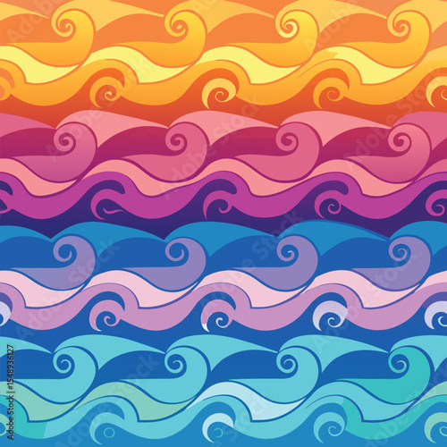 seamless waves and curls backgrounds 