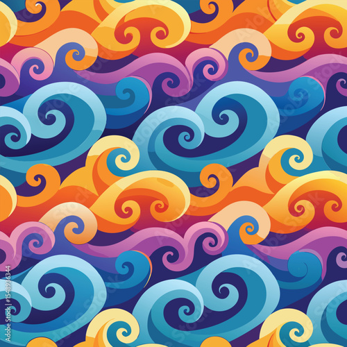 seamless waves and curls backgrounds 