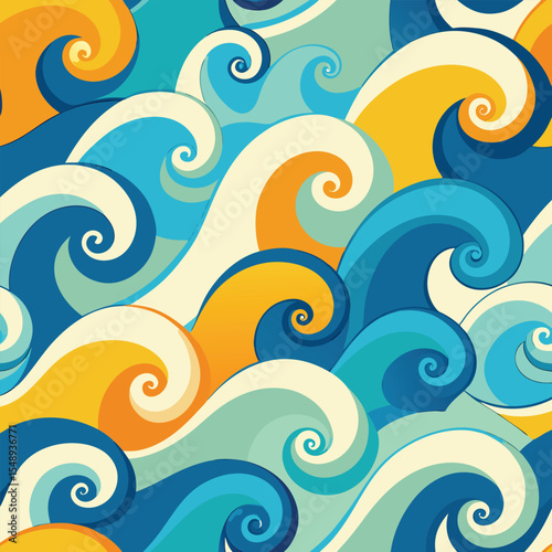 seamless waves and curls backgrounds 