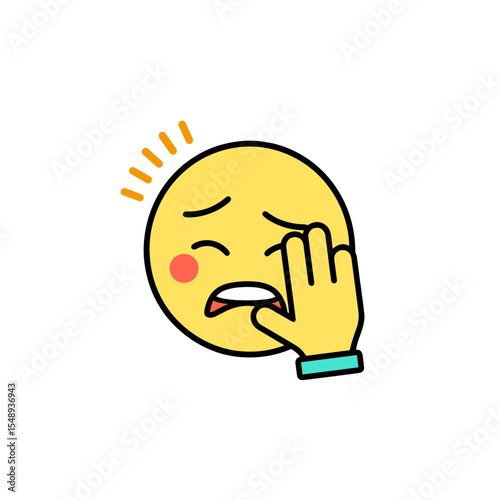 Sad emoji face with hand on cheek expressing disappointment  