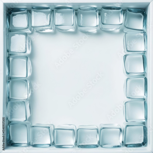 Wallpaper Mural Cool Blue: A Frame of Ice Cubes with Copy Space for Refreshing Designs Torontodigital.ca