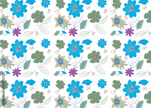 beautiful, whimsical floral scatter on a soft white backdrop. seamless pattern