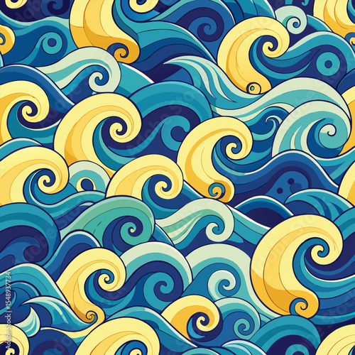 seamless waves and curls backgrounds 
