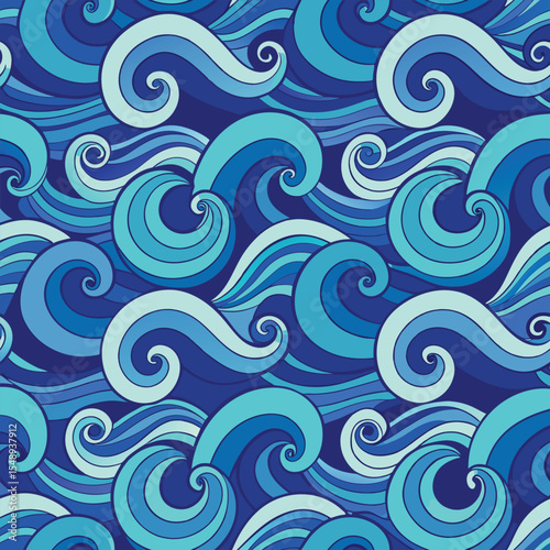 seamless waves and curls backgrounds 