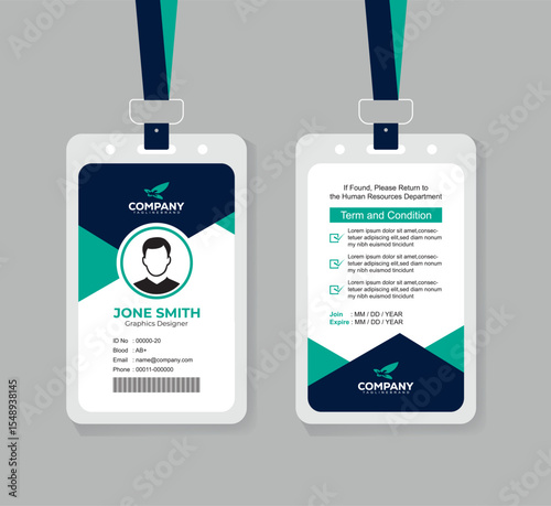 Modern Minimal and Professional ID Card Design Template with QR Code for Staff and Business Use 
