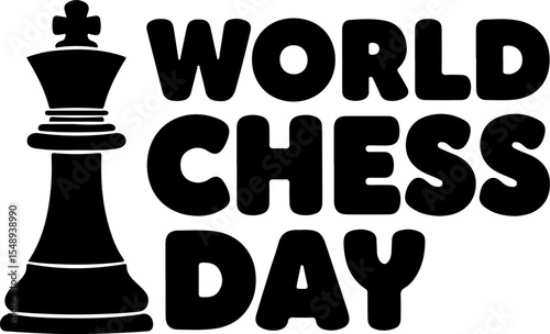A bold graphic design celebrating World Chess Day.