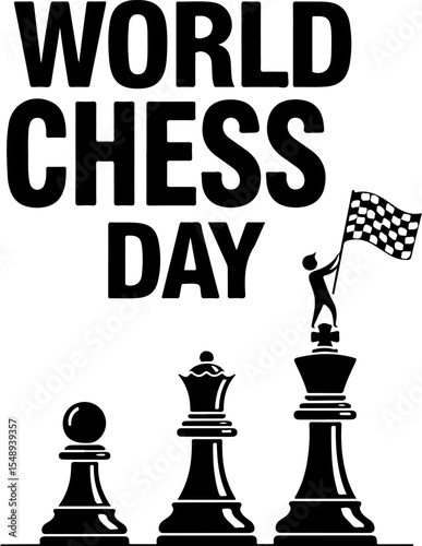 A bold graphic design celebrating World Chess Day.