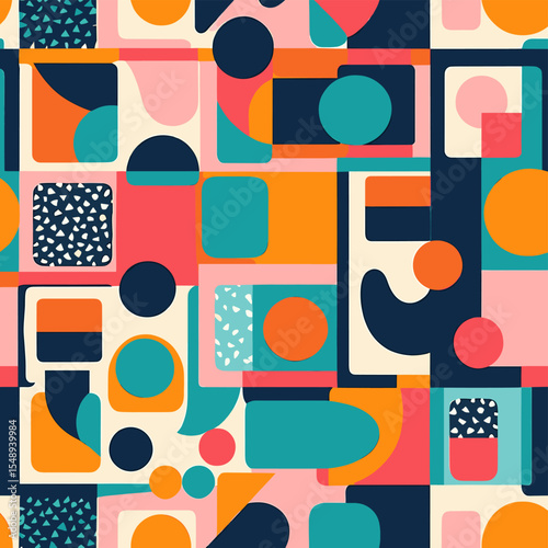 Colorful Abstract Geometric Pattern with Vibrant Shapes and Bold Design Elements for Modern Backgrounds