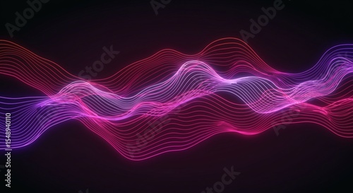Abstract Pink and Purple Neon Wave Lines Glowing Energy Dynamic Flowing Pattern Digital Art