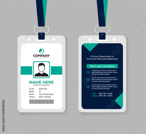 Modern Minimal and Professional ID Card Design Template with QR Code for Staff and Business Use 
