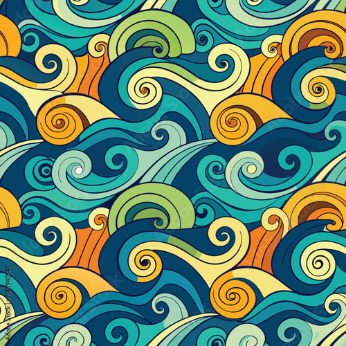 seamless waves and curls backgrounds 