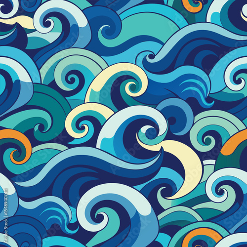 seamless waves and curls backgrounds 
