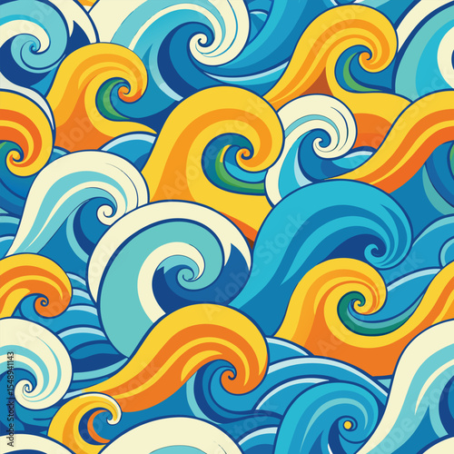 seamless waves and curls backgrounds 