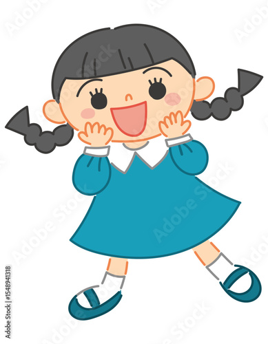 元気にジャンプしている子どものイラスト ベクター