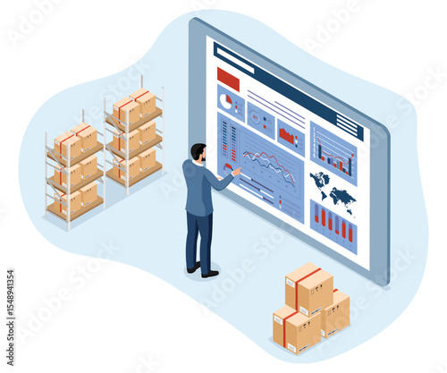 Inventory control is a comprehensive process that leverages an online system to manage incoming and outgoing goods. Professional worker is checking goods and stock supply.