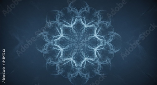Abstract Blue Smoke Mandala Design Mystical Swirling Pattern Fractal Art Background