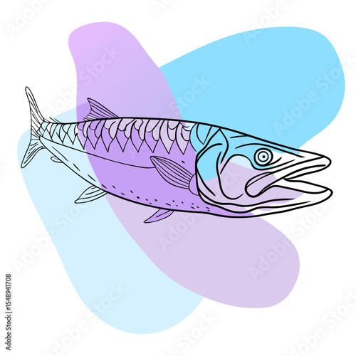 This image is an artistic line drawing of a fish with abstract color splashes, perfect for blogs about seafood, fishing, marine life, or minimalist culinary art.

