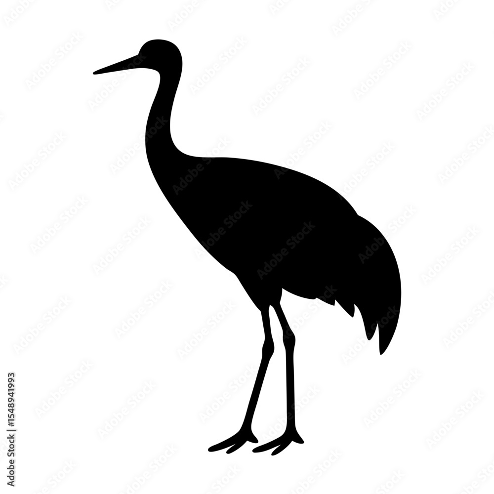 Fototapeta premium Elegant silhouette of a Sandhill Crane standing tall against a white backdrop