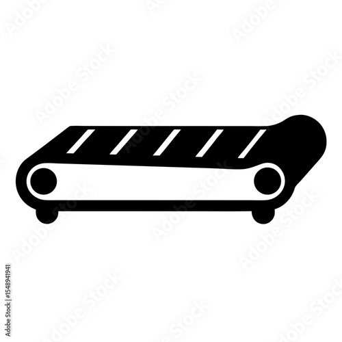 Conveyor belt silhouette industrial design, A black silhouette of a conveyor belt, symbolizing industry, manufacturing, and automation in design.
