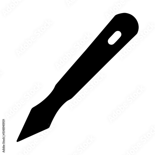 Craft knife silhouette tool design, A black silhouette of a craft knife, representing precision, creativity, and tools for cutting in design.

