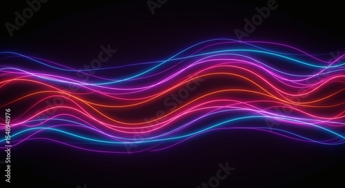 Abstract Neon Wave Background Vibrant Pink Blue and Orange Glowing Lines
